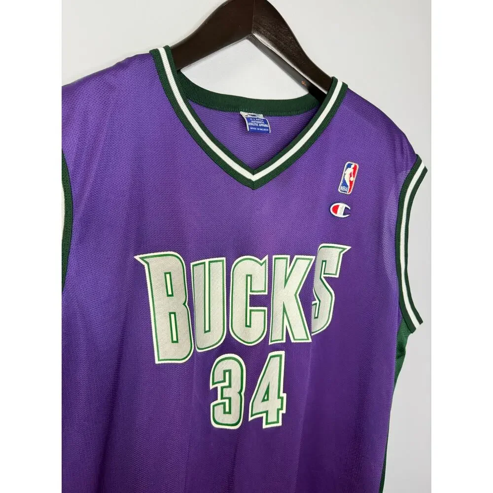 XLVintage 90's Ray Allen Milwaukee #34 Bucks Champion NBA Basketball Jersey 48